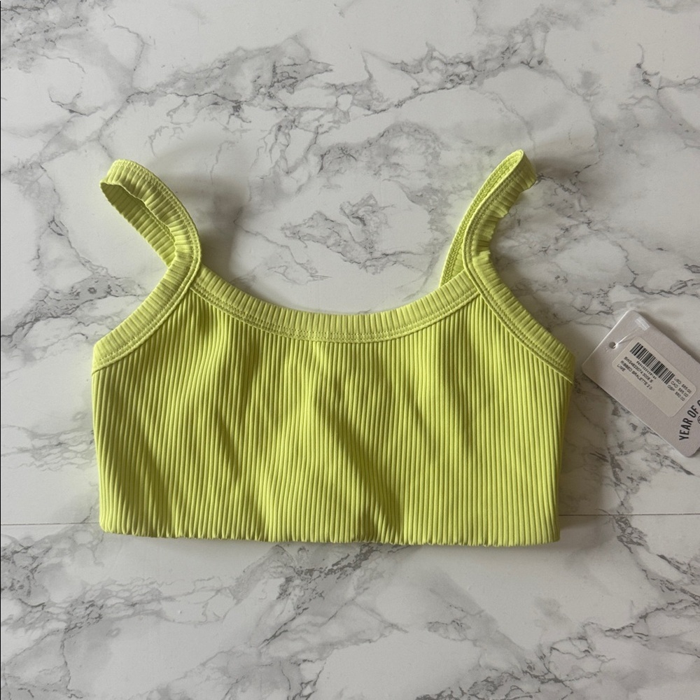 Year of Ours Ribbed Bralette 2.0 in Cyber Lime Size S - Picture 6 of 8